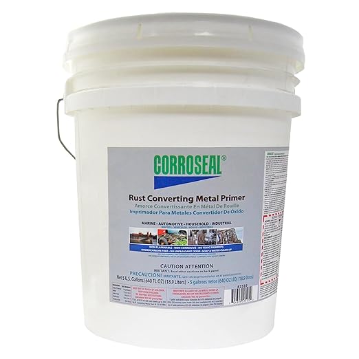 Corroseal Rust Converter & Metal Primer – Stops & Prevents Corrosion on Metal, Pro-Grade Rust Inhibitor for Cars, Trucks, Trailers, Marine & Industrial Equipment, 5 Gallon