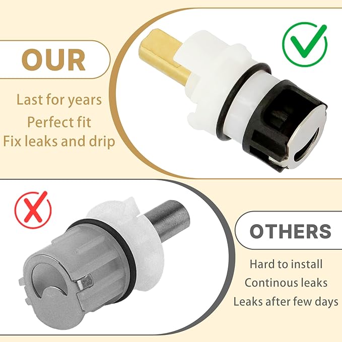2 Pack RP25513 Two-Handle Faucet Stem Repair Kit with RP24096 Cartridge, RP4993 Seats and Springs, and RP24097 Quarter-Turn Stops Durable Brass and Plastic Faucet Repairs (2)