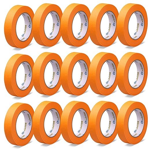 Oleitodh 15 Rolls Orange Painters Tape Bulk 1 inch x 825 Yards, Painters Masking Tape No Residue Wall Painting Tape Artist Tape Trim Edge Finishing Tape for Wall Painting Decoration DIY Supplies