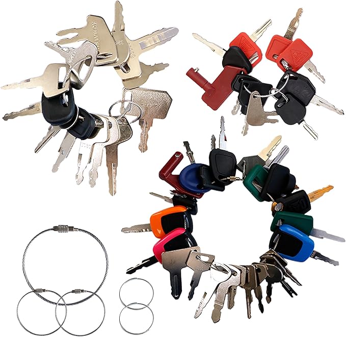 KVI Heavy Equipment Keys Master Set, 47Pcs Fits John Deere Caterpillar CAT Key Kubota Forklift Bobcat Komatsu Takeuchi JCB Volvo etc.