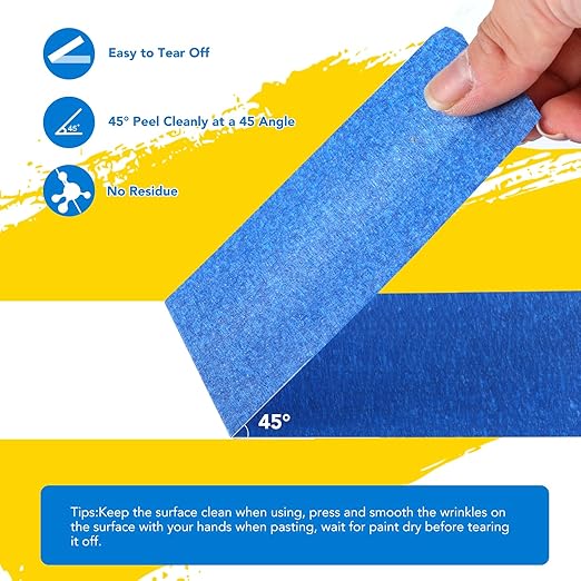 VOISEN 10 Packs Painters Tape, Blue Painters Tape, 2 Inch Wide (1.85 in x 55 Yds), Masking Tape for Multi-Purpose, Masking Tape Bulk,DIY Artist Craft Arts, Decoration, Drafting, No Residue