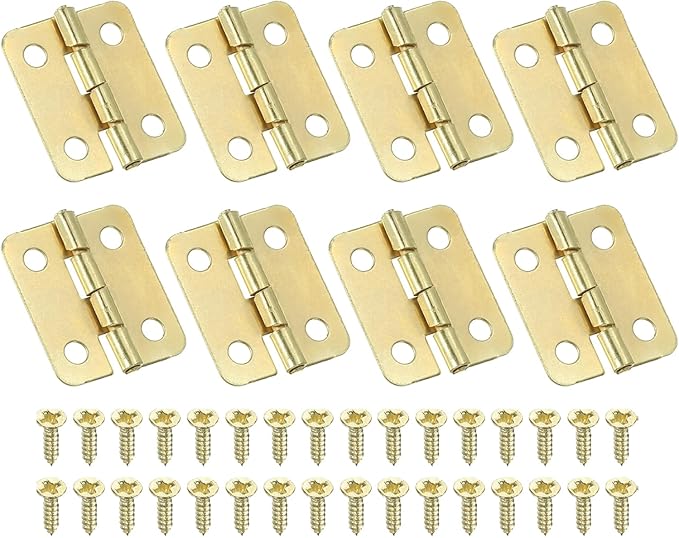 PATIKIL Small Butt Hinges 3/4 Inch, 8 Pack Mini Jewelry Box Hinge with Screw for Jewelry Wooden Boxes Cabinet Drawer Doors Gate, Gold