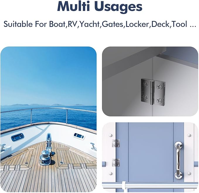 1.5" x 1.5" Boat Hinges,316 Stainless Steel Marine Grade Heavy Duty Casting Boat Hatch Cabinet Door Hinge 2 Pcs with Screws