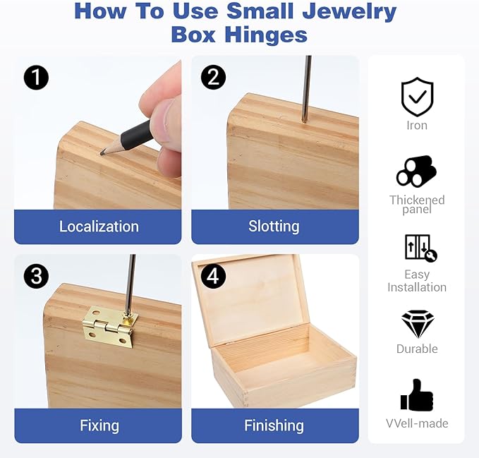Yuanchu 60 Sets Small Hinges with Screws, 0.6 Inch Mini Hinges 270° Folding Iron Hinge Mini Hinges for Wood Jewelry Box Hardware DIY Boxes Gate Drawer Miniature Butt Hinges Tiny Hinges(Gold, Bronze)