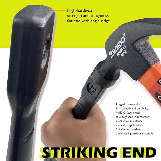 WEDO 3PCS Flat Chisel Set, 6",10",12", Industrial grade, CR-V Steel, Die-forged, Heat Treatment, Surface Black Polishing