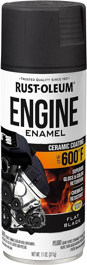 Rust-Oleum 363571 Engine Enamel Spray Paint, 11 oz, Flat Black, (Pack of 1)