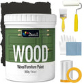 DWIL Matte Finish Furniture Paint - 16 Oz Wood Paint for Cabinets, Doors, Tables, and Dressers Refinishing - Water-Based, Non-Toxic & Odorless, Easy to Apply(Black)-With Tools