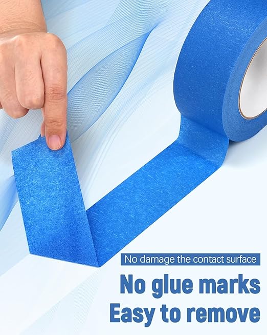 Lzerking Premium Blue Tape 12 Rolls 1.88 inches x 55 Yards, Painters Tape, Masking Tape for Purpose Wall Painting, Home Improvement (Totaling 660 Yards)
