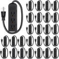 Copkim 36 Pack 3 Outlet Power Strip Extension Cord with Flat Plug Mini Cord 3 Ground Heavy Duty Mountable Outlets Strip for Computer Phone Home Office (1 ft,Black)