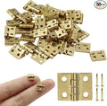 50Pcs Small Brass Hinges, 0.31"x0.39"Pure Copper Butt Gold Tiny Hinges for Mini Cabinet Jewelry Wooden Box,Doll House DIY with Mounting Screws
