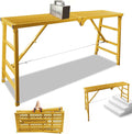 Foldable Scaffolding Platform, 70.8x15.2x36.2-62 Inch Portable Work Platform, 770 Lbs Capacity, Adjustable Height Industrial Step Ladders, Ideal for Painting, Wiring and Home Decor, Yellow
