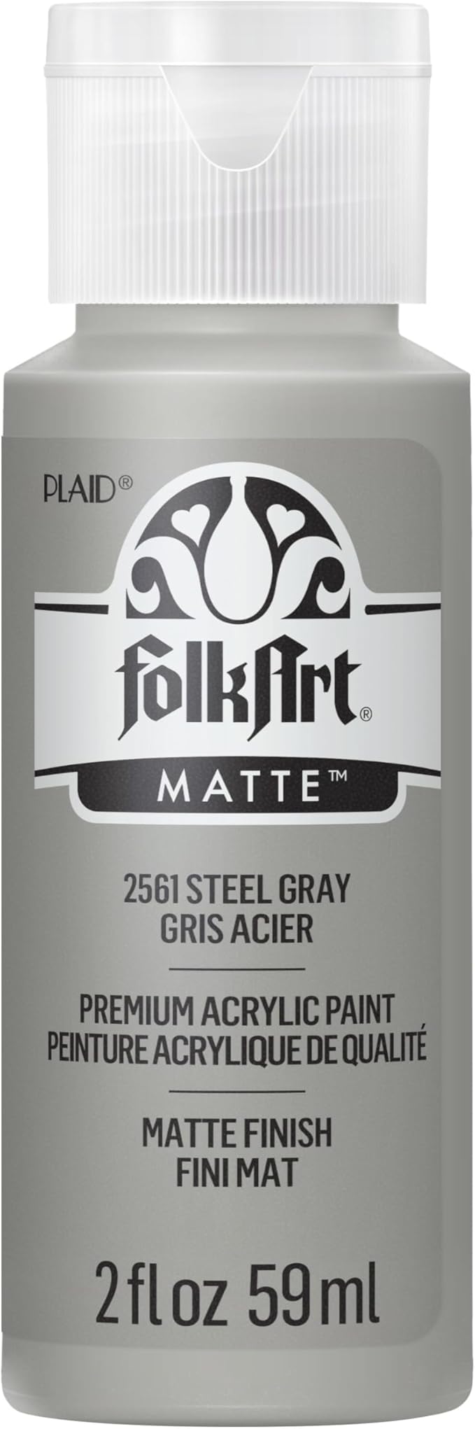 FolkArt Acrylic Paint in Assorted Colors (2 oz), 2561, Steel Gray