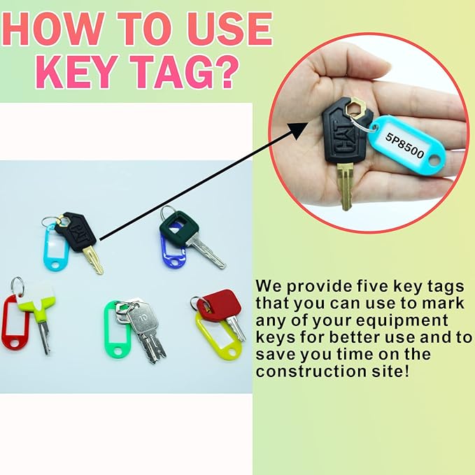 10PCS Heavy Equipment Construction Operators Keys, Master Ignition Key Set for John Deere Volvo CAT Caterpillar Komatsu Hyster Bobcat D250 and More.