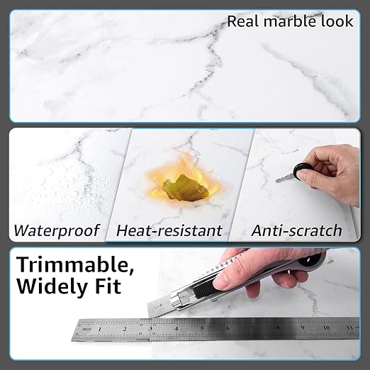 Art3d Peel and Stick Vinyl Floor Tiles 10-Pack 12 x 12 inch, Self Adhesive Waterproof Flooring Planks for Living Room, Kitchen, Bedroom, Cover 10 Sq. Ft, Black & White Marble (5 Tiles per Color)