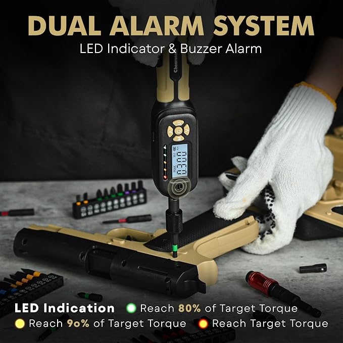Digital Torque Screwdriver 1/4 Drive, 2.66-70.81 in·lb (0.3-8N.m) Inch Pound Torque Screwdriver Digital with Buzzer & LED Indicator, 45 In 1 Gun Torque Screwdriver Set