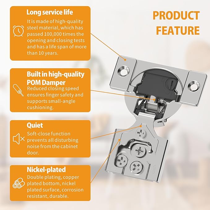Chibery 20 Pack 3/8" Overlay 4D Soft Close Concealed Hinges for Face Frame Door, Adjustable Closing Speed, Smooth Slow Self Close Hinges, Satin Nickel, 105° Open Angle Stainless Steel Cabinet Hinges