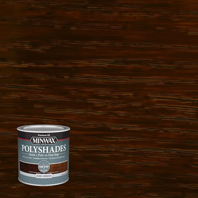 Minwax PolyShades Wood Stain + Polyurethane Finish – ½ Pint, Espresso, Gloss