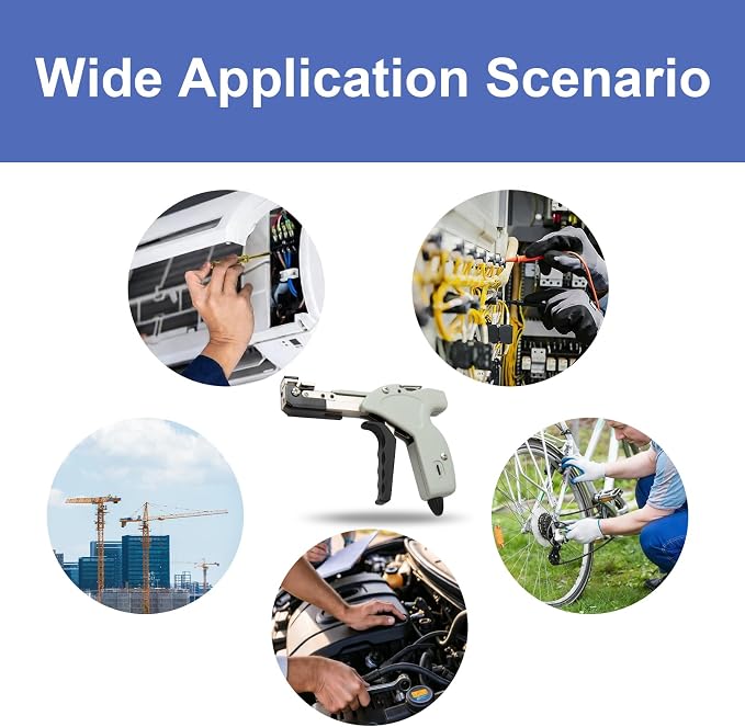 Metal Zip Tie Cutter, Stainless Steel Cable Tie Gun with Adjustable Tension & Automatic Cutter for Stainless Steel Tie Wrap with Free Zip Tie Release Tool, Single-Hand Operated