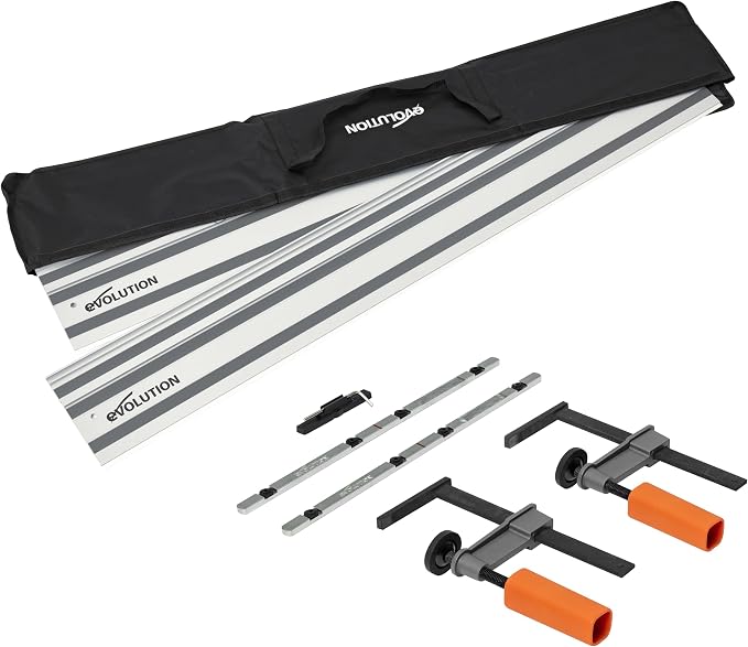 Evolution ST2800-G2 110" Circular Saw Guide Rail/Track | Universal Fit: Makita, Bosch, Festool, Triton, Metabo | 110"/9.2ft (2.8m) | Includes Self-Aligning Bars, 2x Track Clamps, Hex Key & Carry Bag