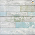 COMSTICKC Peel and Stick Faux Wood Wall Panels Shiplap Vintage Blue, 10 Pcs of 12" x 12", Not Real Wood, Thin PVC 3D Fake Wood Self-Adhesive Wall Covering Wallpaper for Interior Farmhouse Decor