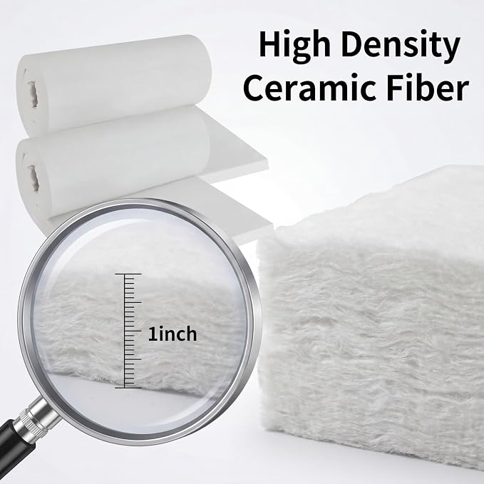 2 Pcs Ceramic Fiber Insulation Blanket 60 x 24 x 1 Inch 2600F | High Density for Oven Insulation Replacement, Heat Resistant to 2600F, For Kilns Stoves Forges Boilers Pizza Ovens