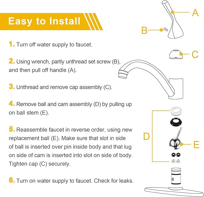 Enhon Faucet Cartridge Repair Kit, Compatible with Deltal/Perless 86970 Single Handle Faucet, #70 Ball Valves and Lever Handles, Fix Dripping Faucets, Stainless Steel(4 Packs)