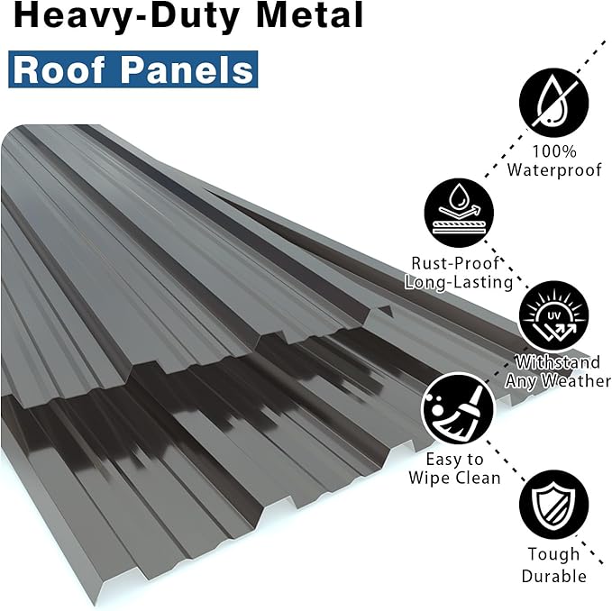 15 PCS 120 sq.ft Metal Roofing Panels, 61.02 * 18.9in Corrugated Galvanized Roof Panels, Waterproof Siding Panels with 100 Pcs Screws for Garages, Sheds, Stables and Mobile Homes