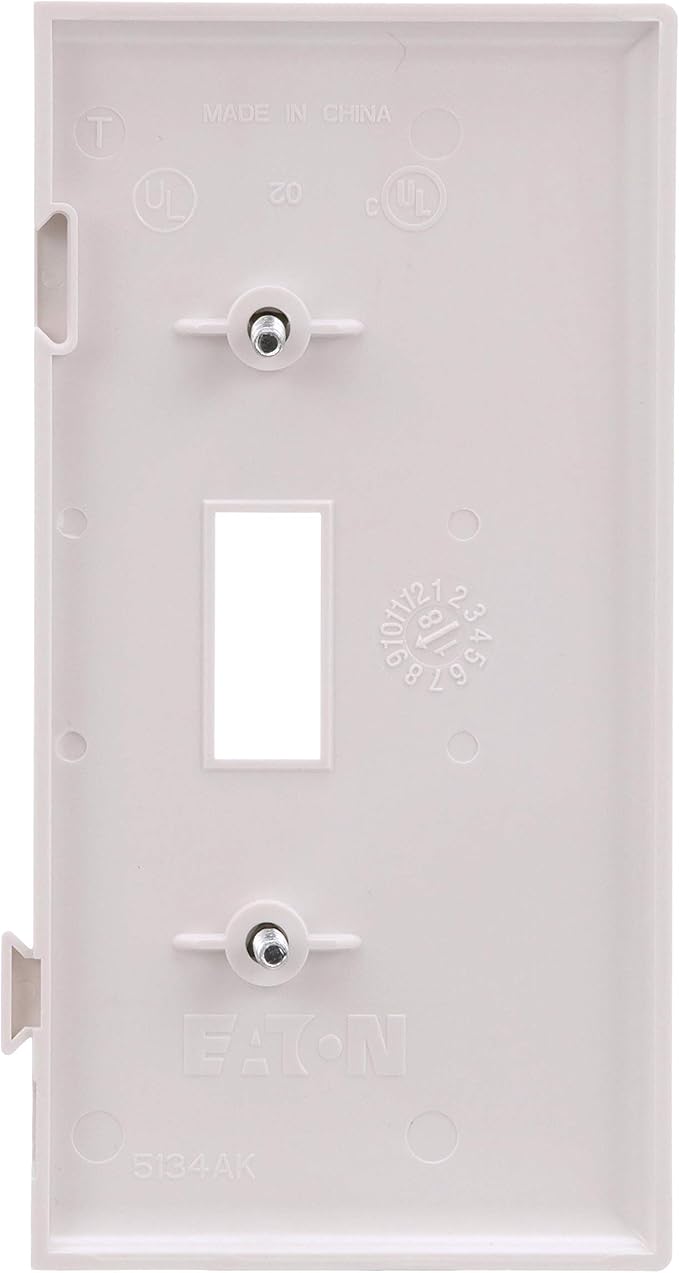 Eaton STE1W Polycarbonate 1-Gang Toggle Sectional Mid Size End Wall Plate, White