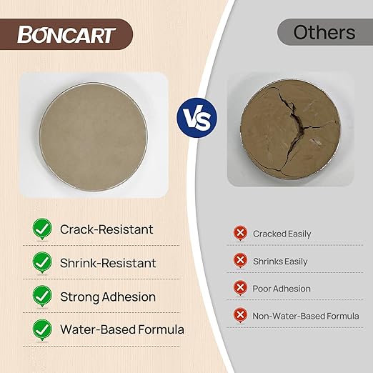 Boncart Wood Filler, 6.15 oz Paintable Wood Putty, Easy to Sand, Shrink & Crack Resistant, Quick Repair for Cracks, Holes and Damage (Natural)