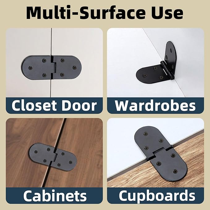 3-5/32 x 1-3/16 Inch (80x30mm) Folding Flip Top Hinges 10 Pack - 180 Degree Drop Leaf Table Butt Hinge | Concealed Table Small Hidden Hinge for Wooden Box & Desk Drawer for Home Office DIY
