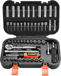 VEVOR Socket Set, 70 Pieces, 1/4 inch Drive Socket and Ratchet Set, SAE and Metric, Deep and Shallow, Mechanic Tool Kit with Bits, Accessories and Storage Case, CR-V Alloy Steel, for Automotive Repair | Mechanic Tool Set with Bits, Accessories and Stor...