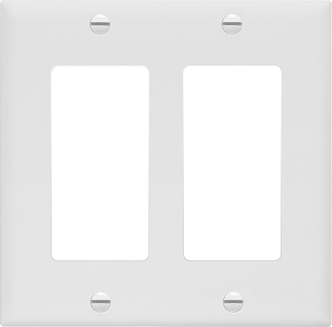 ENERLITES Decorator Light Switch or Receptacle Outlet Wall Plate, Size 2-Gang 4.50" x 4.57", Polycarbonate Thermoplastic, 8832-W-10PCS, White (10 Pack)