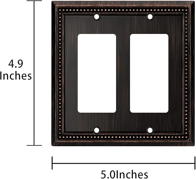 Henne Bery Sunken Pearls Heavy Duty Decorative Wall Plate Switch Plate Outlet Cover (Double Decorator, Aged Bronze)