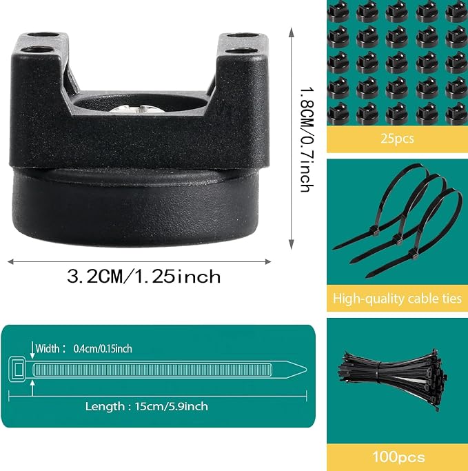 25 Pcs zbab1 Magnetic Zip Tie Mount Base, 45LBS Strong Magnetic Wire Holder & Cable Clips,Magnetic cable management for cars, offices, homes, and boats Diameter 32mm