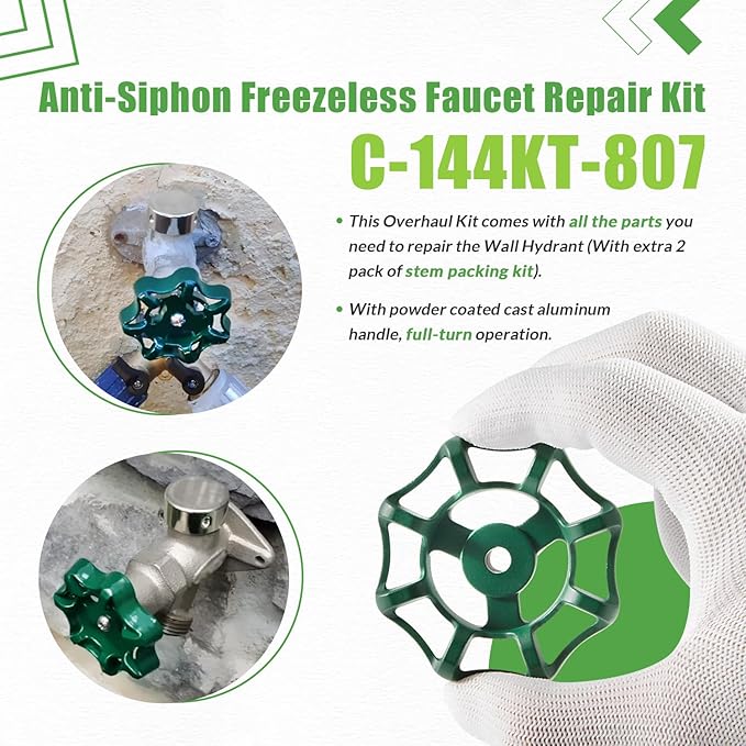 C-144KT-807 Wall Hydrant Complete Service Kit and 2 Pack C-134KT-803 Stem Packing Replacement Kit, for C-144 C-244 Series Wall Hydrants