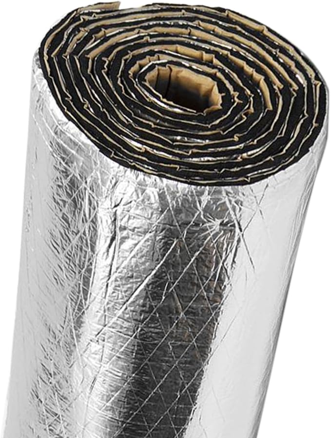 200mil 36.16Sqft Car Sound Dendener Deadening Mat Heat & Noise Insulation | Aluminum Foil Finsh PE Foam Dampening Material with Self Adhesive for Car Hood Trim Roof Door and Trunk