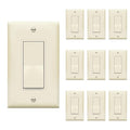 ENERLITES 3-Way Decorator Paddle Rocker Light Switch with Wall Plate, Gloss Finish, Single Pole or Three Way, 3 Wire, Grounding Screw, 15A 120V/277V, UL Listed, 93150-LAWP, Light Almond (10 Pack)