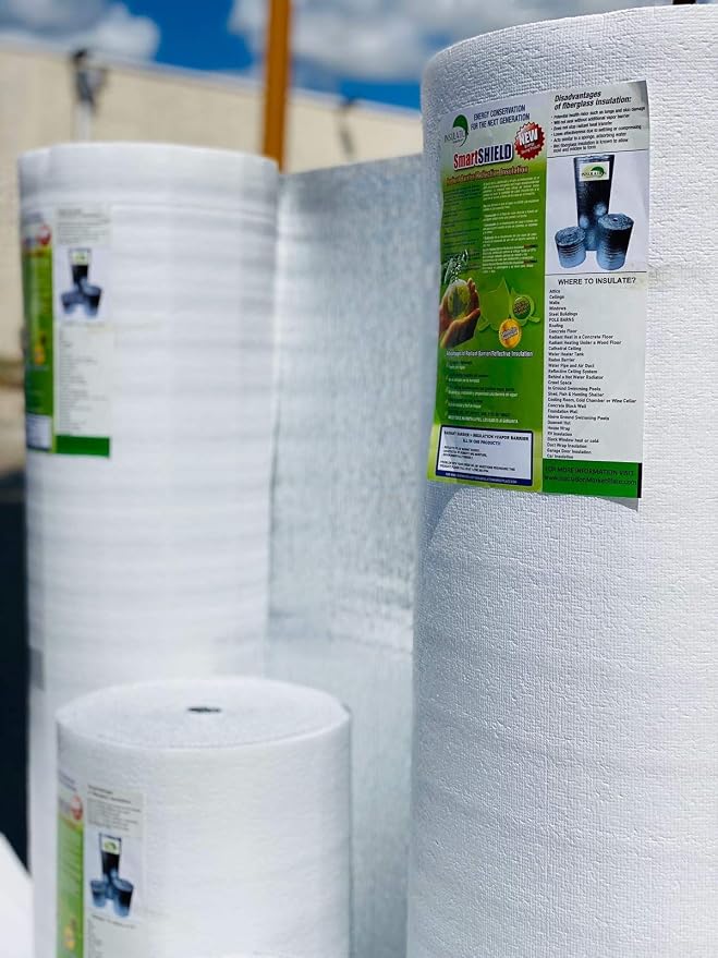 SmartSHIELD -3mm 16"x50ft Reflective Insulation roll, Foam Core Radiant Barrier, Thermal Insulation Shield - Engineered Foil/White Film