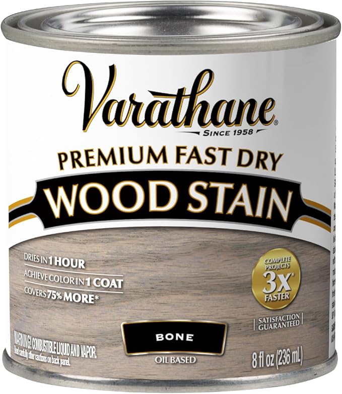 Varathane Premium Fast Dry Wood Stain | 1 Hour Dry Time | 1 Coat Color | Interior Wood Stain | Furniture, Cabinets, Doors, Trim | Half Pint | Bone