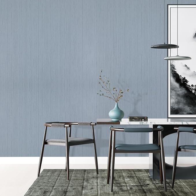 Grasscloth Peel and Stick Wallpaper Grey Blue Contact Paper 15.7in X 118in | Fabric Textured Self-Adhesive Removable Vinyl Wall Paper Grass Cloth Linen Wallpapers for Bathroom Bedroom Cabinets Desk