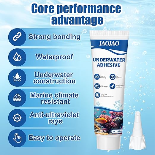 JAOJAO Aquarium Safe Silicone, Aquarium Silicone Clear Underwater Sealant Marine Waterproof Strong Adhesion Good Flexibility Underwater Bonding for Fish Tank, Pools Transparent, 120ml