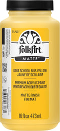 FolkArt Matte Acrylic Paint in Assorted Colors, 16 oz, School Bus Yellow 16 Fl Oz