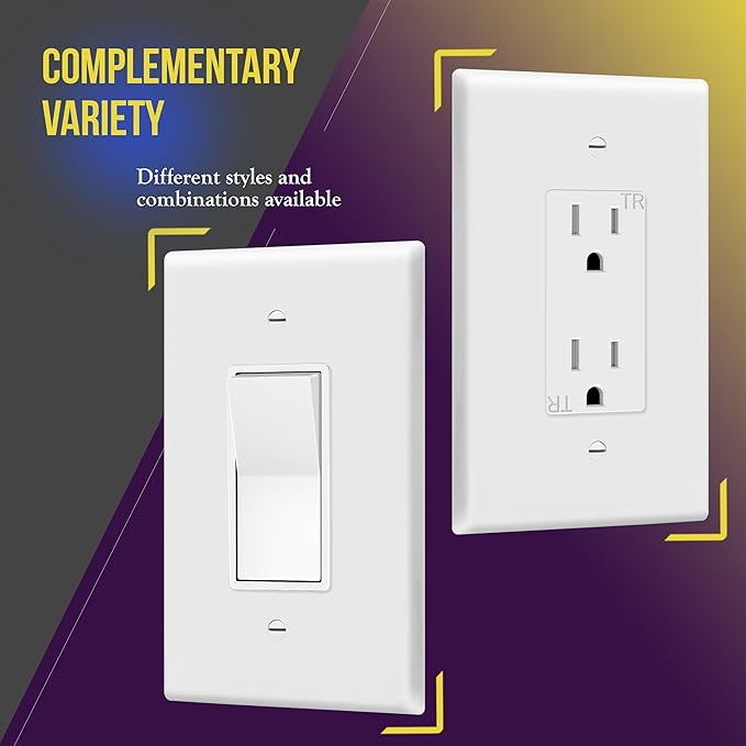 ENERLITES Decorator Light Switch or Receptacle Outlet Wall Plate, Over-Size 1-Gang 5.5" x 3.5", Polycarbonate Thermoplastic, 8831O-W, White