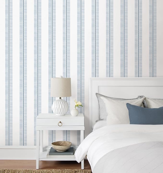 NextWall Beach Towel Stripe Peel and Stick Wallpaper (Blue Skies)