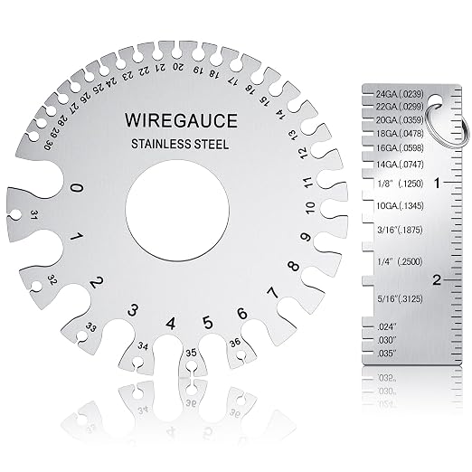 Weewooday 2 Pcs Wire/Metal Sheet Thickness Gauge Metal Tool Stainless Steel Welding One Sided Material Thickness Gauge Plated Size Inspection Tool
