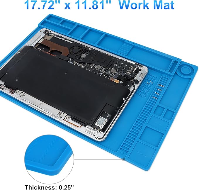 STREBITO Silicone Soldering Mat Electronics Mat, Solder Pad Heat Resistant 932°F, Magnetic Work Mat Silicone Repair Mat for Soldering, Computer, Laptop, Cell Phone, RC, Watch, Gun, Size 17.7" x 11.8"