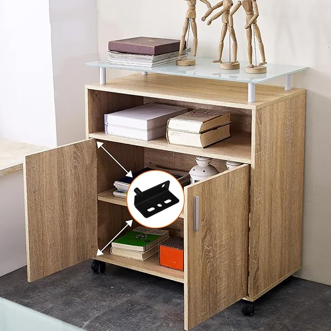 2 Sets Pivot Hinges Black Heavy Duty Concealed Shaft Door Hinges with Bushing for Wood Doors, Drawers, Furniture Cabinets, Wardrobe, Showcase, etc