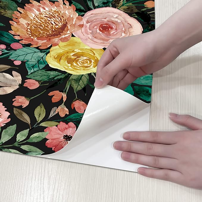 Floral Peel and Stick Floral Wallpaper for Bedroom Self Adhesive Boho Flower Wallpaper Kitchen Cabinets Furniture Decorative Renter Friendly