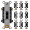 AIDA 10 Pack 4 Way Toggle Light Switch, 15 Amp, 120 Volt, Toggle Framed AC Quiet Switch, in Wall On/Off Switch Replacement, Self-Grounding, Residential and Commercial Grade, UL,Glossy Black