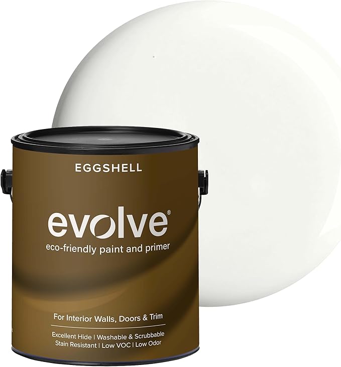 EVOLVE Interior Paint & Primer, Eggshell (Lace Veil), 1 Gallon – One-Coat Coverage, Excellent Hide, Low VOC, Low Odor, Washable Paint for Walls, Doors & Trim